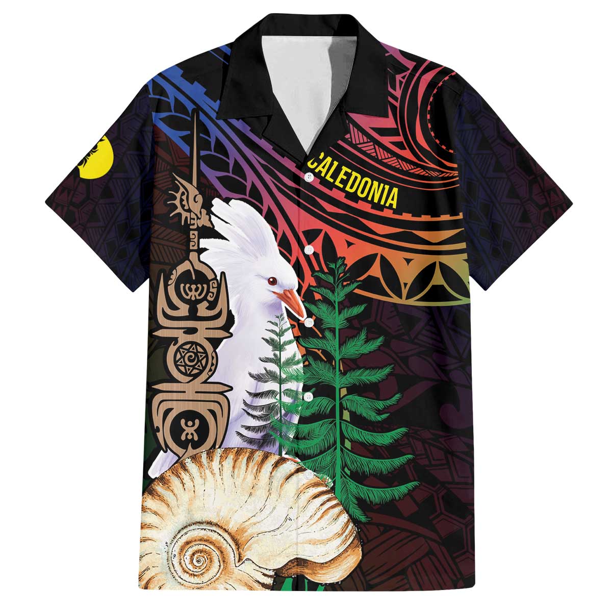 New Caledonia Kanaky Personalized Family Matching Off The Shoulder Long Sleeve Dress and Hawaiian Shirt Kagu Bird Emblem - Polynesian Pride