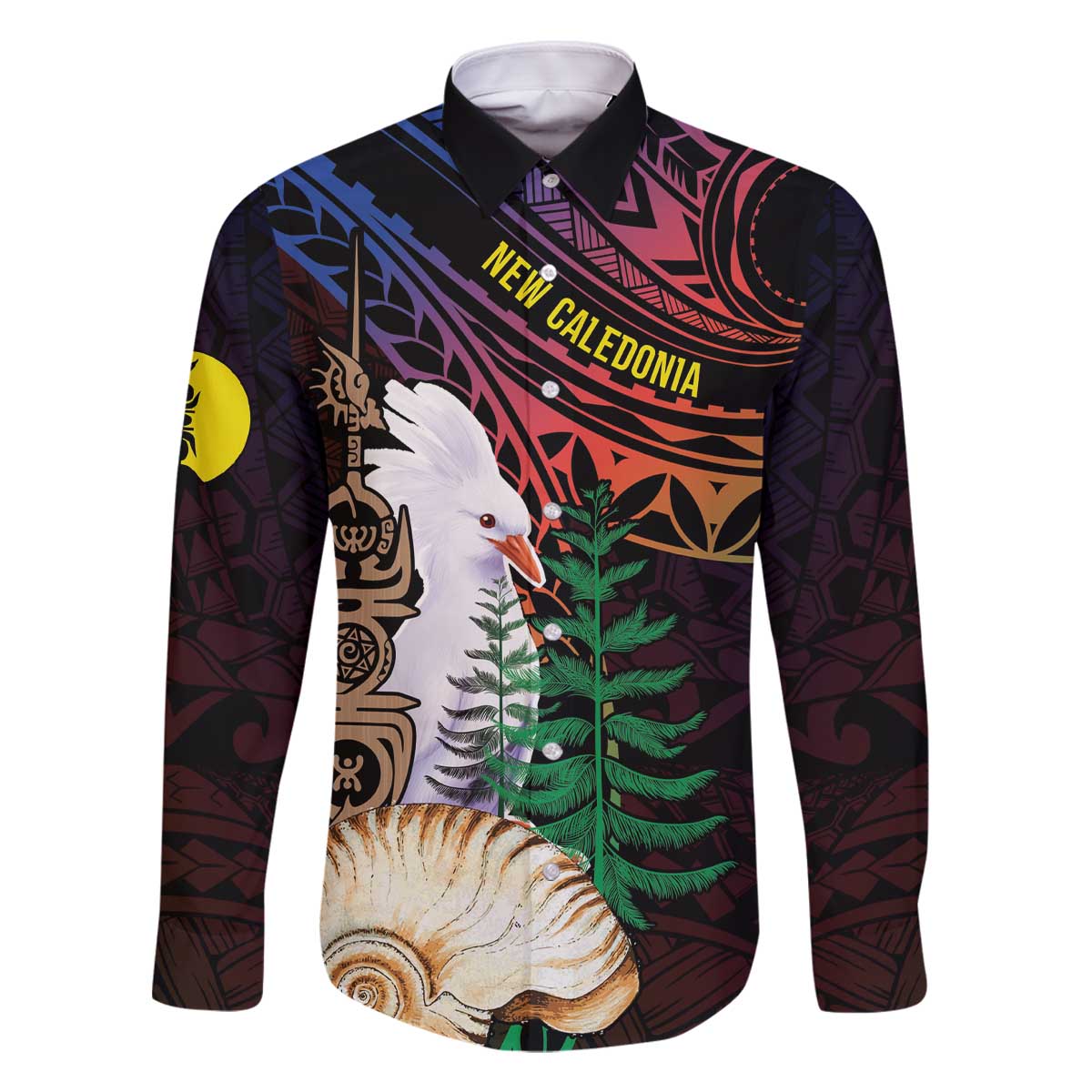 New Caledonia Kanaky Personalized Family Matching Off The Shoulder Long Sleeve Dress and Hawaiian Shirt Kagu Bird Emblem - Polynesian Pride