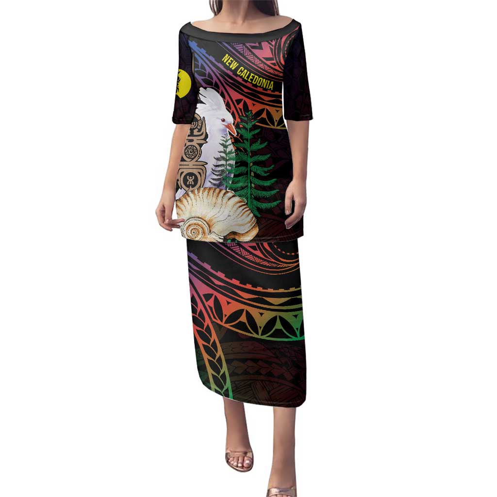 New Caledonia Kanaky Personalized Family Matching Puletasi and Hawaiian Shirt Kagu Bird Emblem - Polynesian Pride