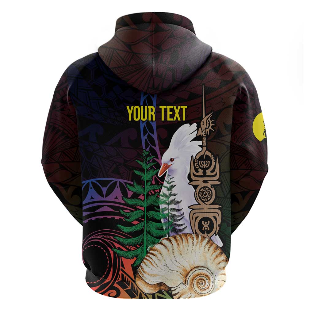 New Caledonia Kanaky Personalized Hoodie Kagu Bird Emblem - Polynesian Pride