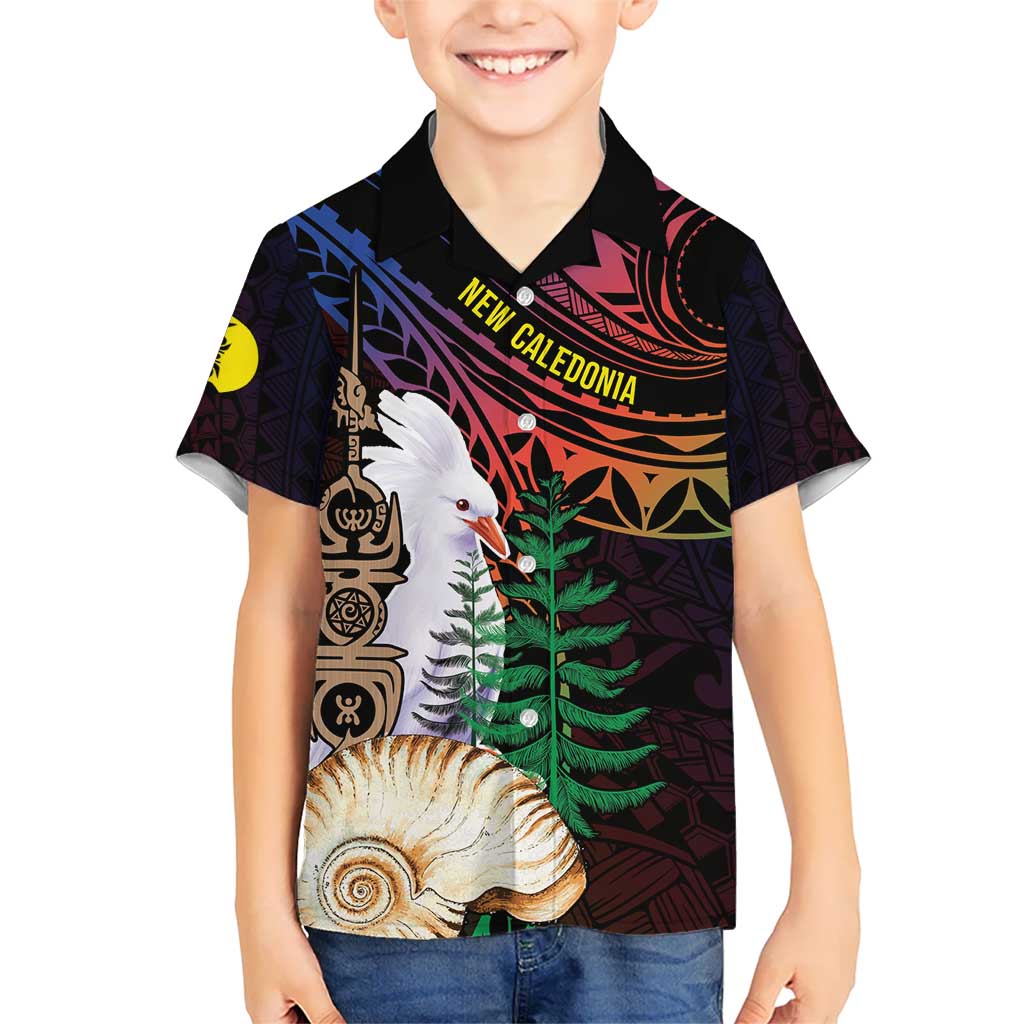 New Caledonia Kanaky Personalized Kid Hawaiian Shirt Kagu Bird Emblem - Polynesian Pride