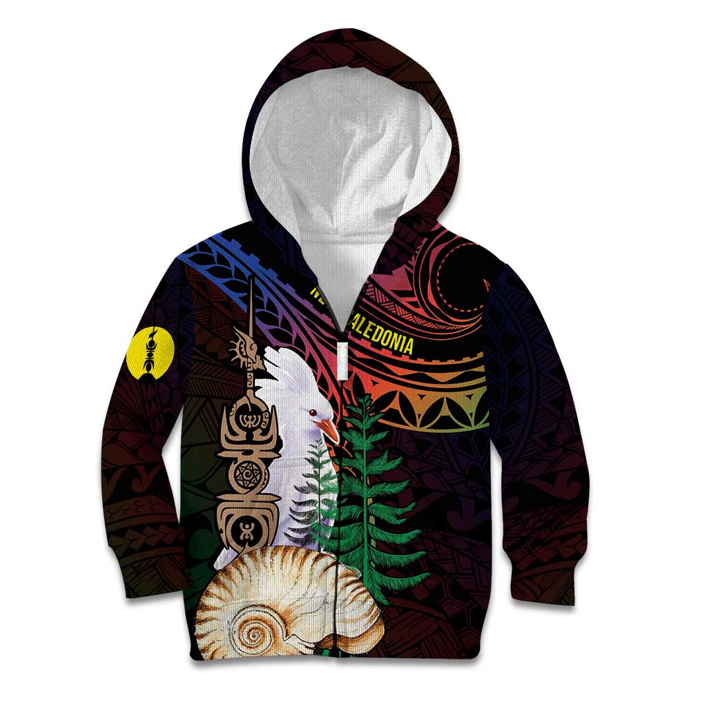 New Caledonia Kanaky Personalized Kid Hoodie Kagu Bird Emblem - Polynesian Pride