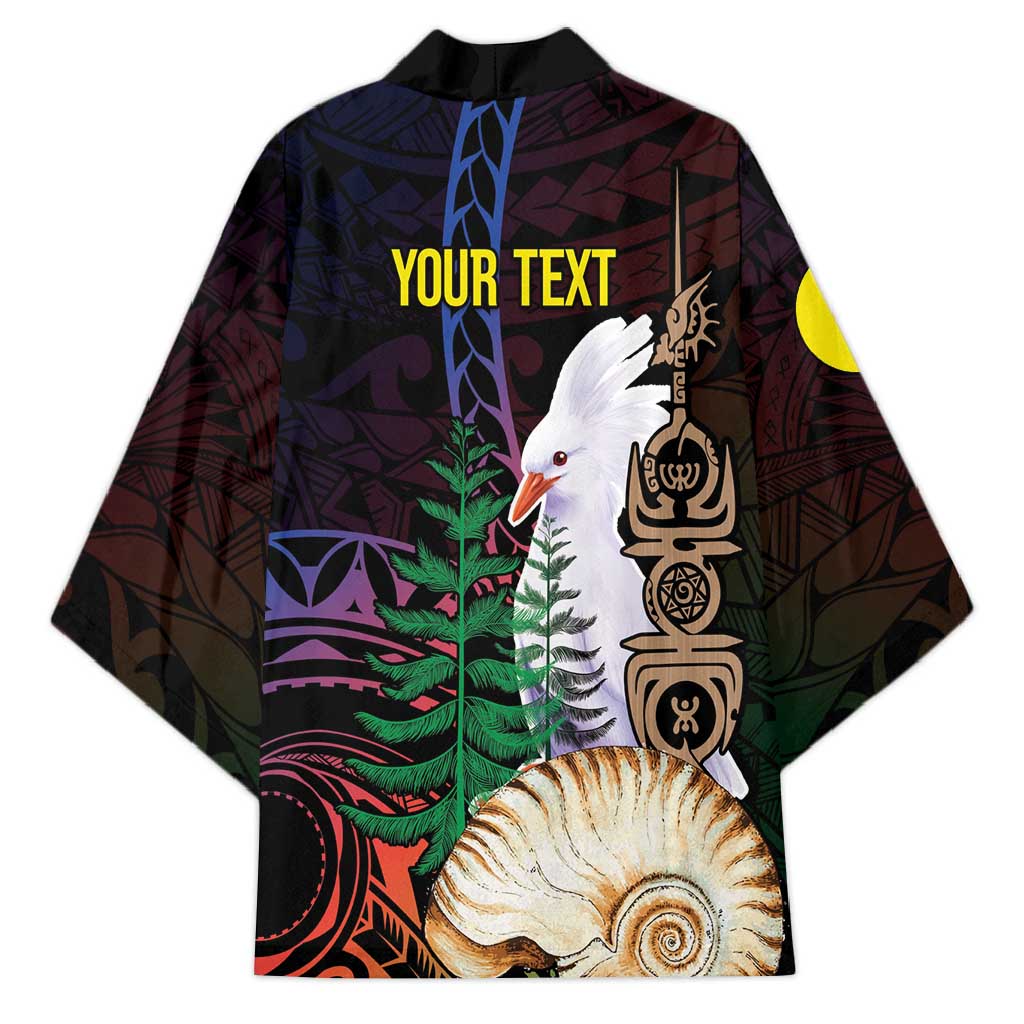 New Caledonia Kanaky Personalized Kimono Kagu Bird Emblem - Polynesian Pride