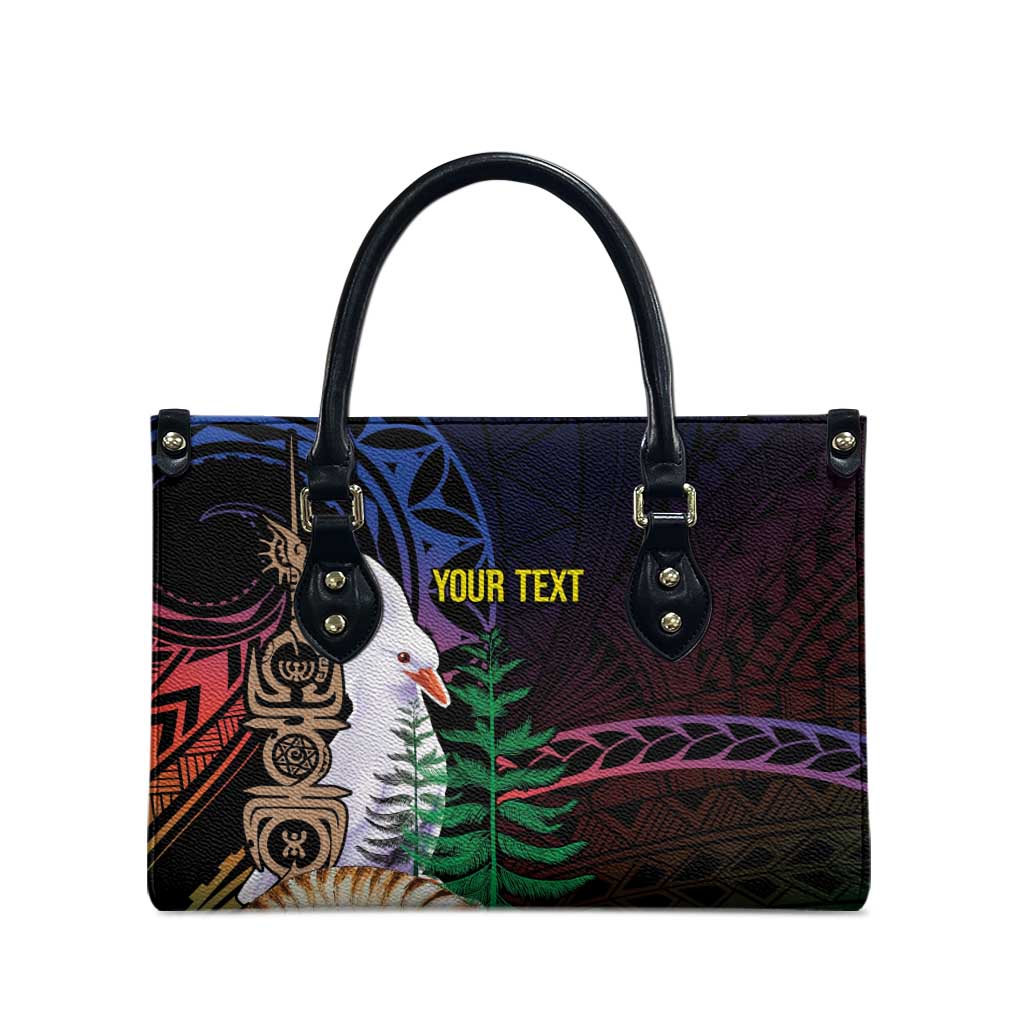 New Caledonia Kanaky Personalized Leather Bag Kagu Bird Emblem - Polynesian Pride