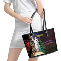 New Caledonia Kanaky Personalized Leather Tote Bag Kagu Bird Emblem - Polynesian Pride