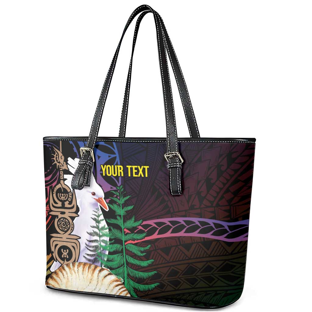 New Caledonia Kanaky Personalized Leather Tote Bag Kagu Bird Emblem - Polynesian Pride