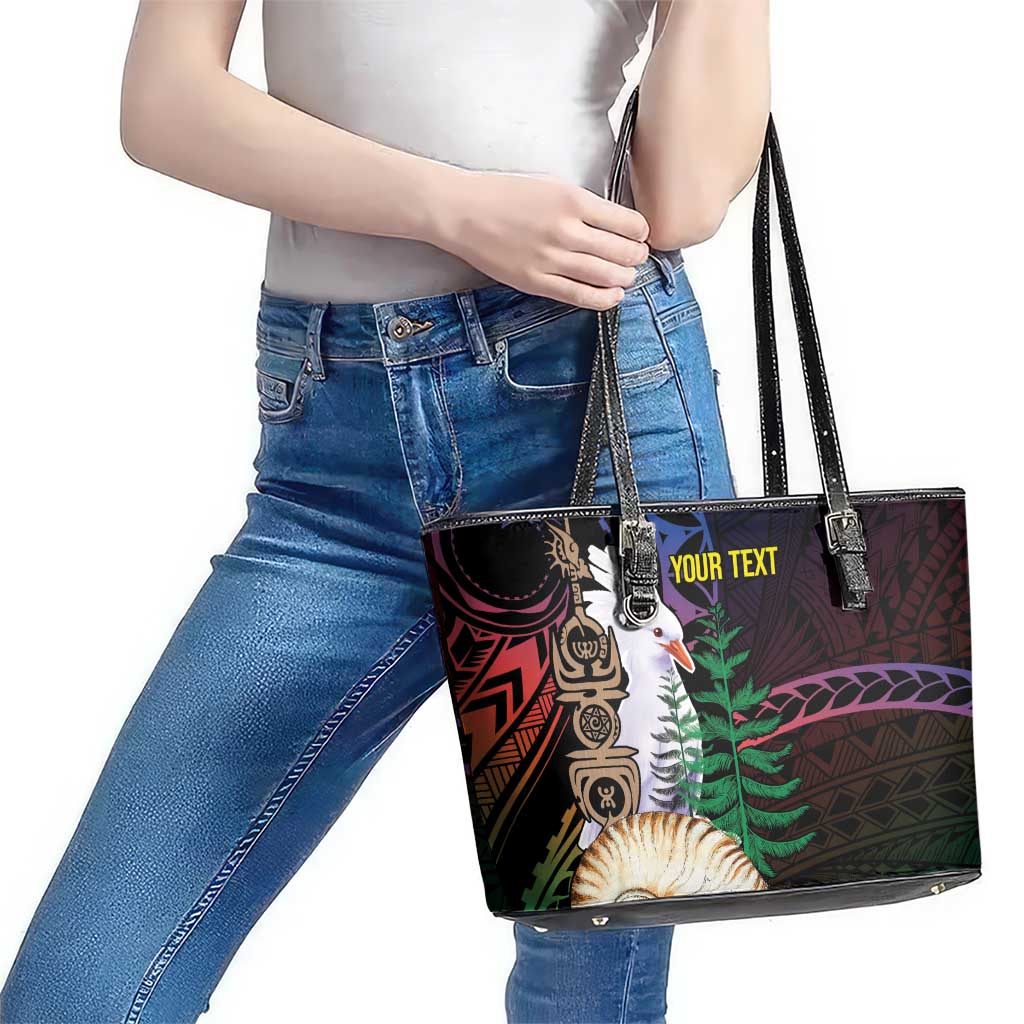 New Caledonia Kanaky Personalized Leather Tote Bag Kagu Bird Emblem - Polynesian Pride