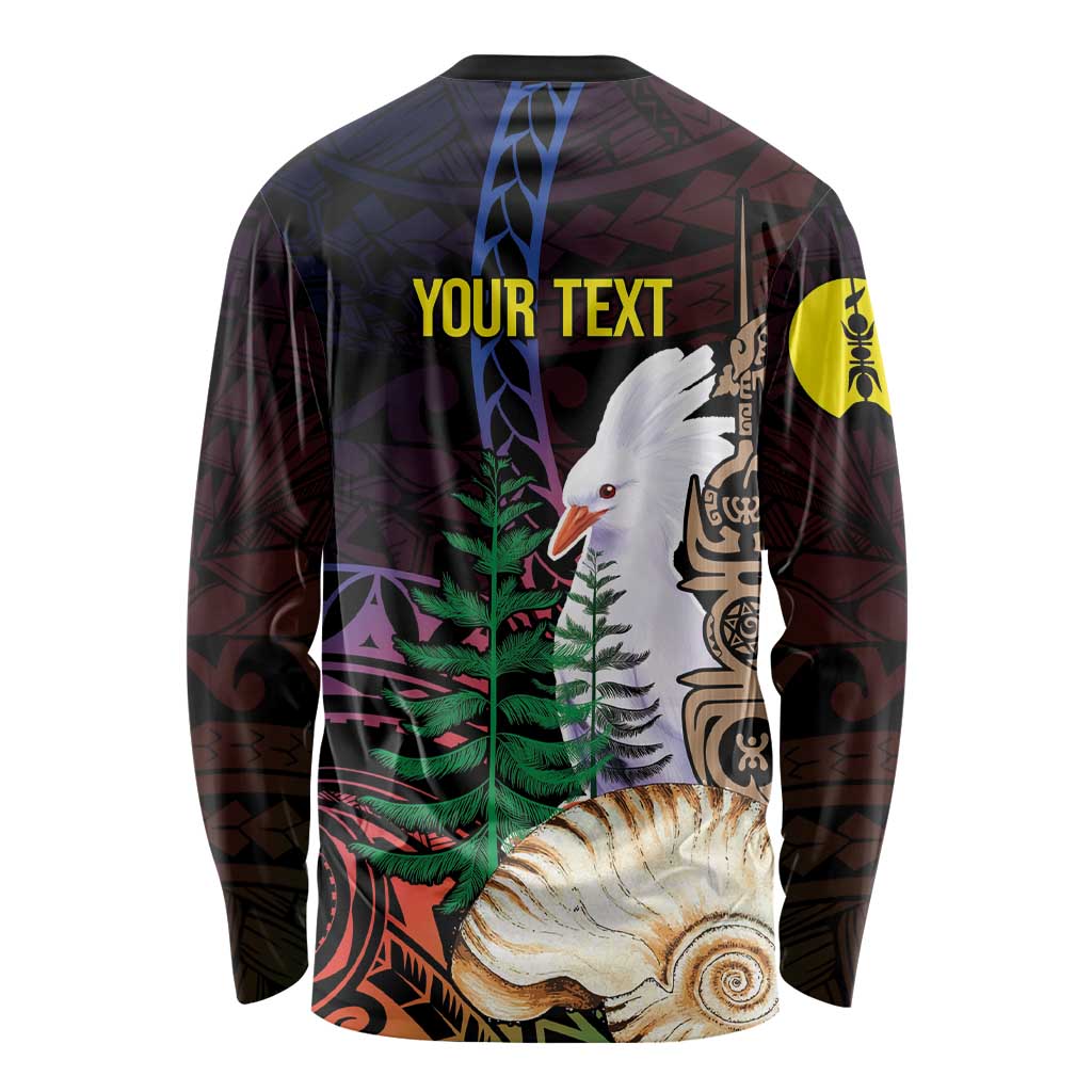 New Caledonia Kanaky Personalized Long Sleeve Shirt Kagu Bird Emblem - Polynesian Pride