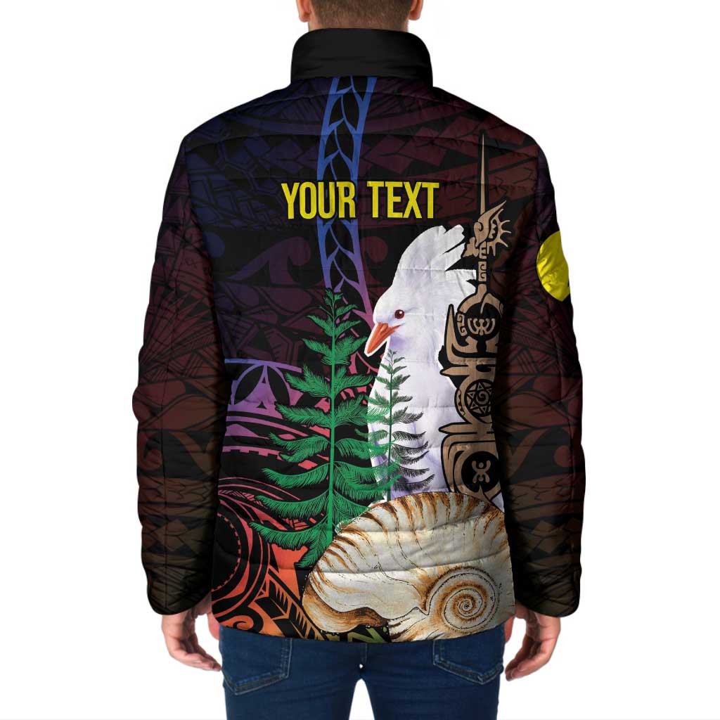 New Caledonia Kanaky Personalized Padded Jacket Kagu Bird Emblem - Polynesian Pride