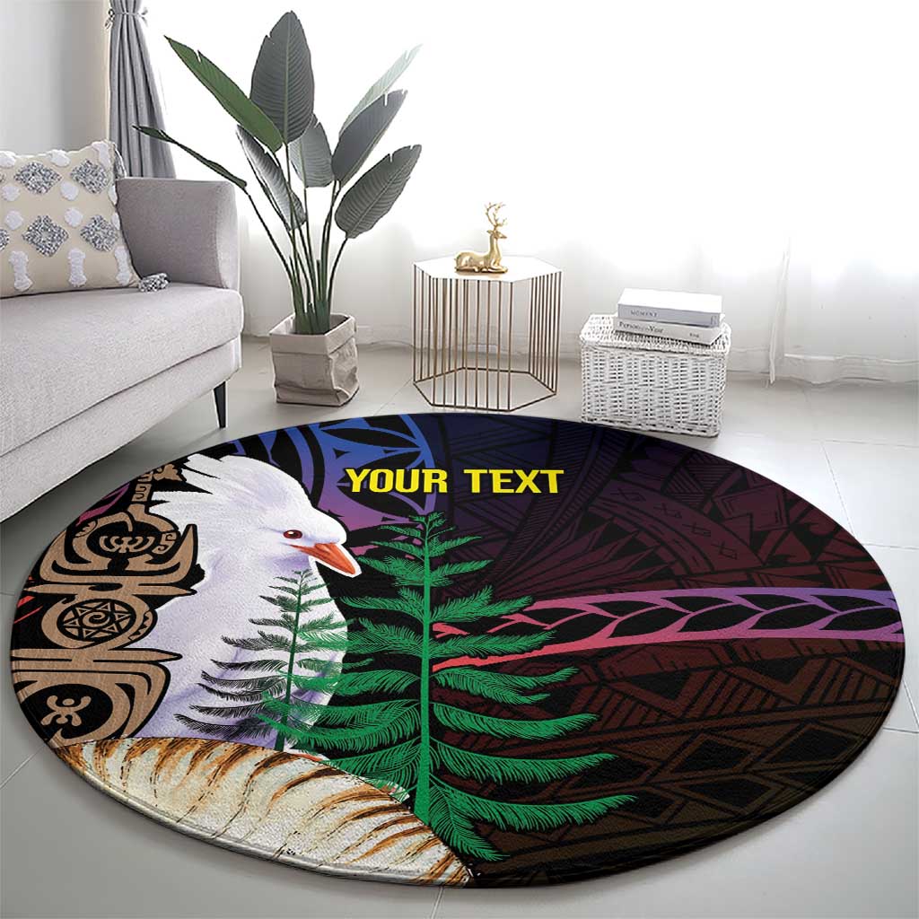 New Caledonia Kanaky Personalized Round Carpet Kagu Bird Emblem - Polynesian Pride