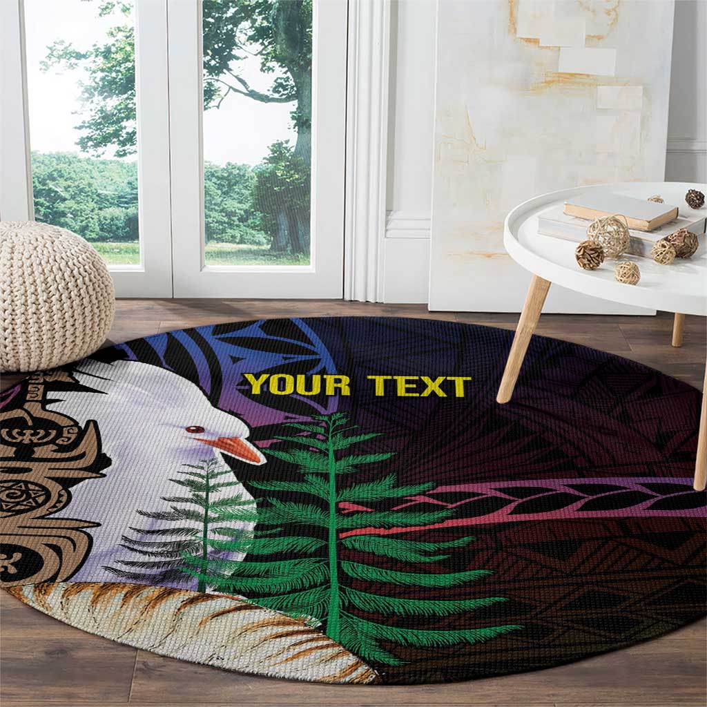New Caledonia Kanaky Personalized Round Carpet Kagu Bird Emblem - Polynesian Pride