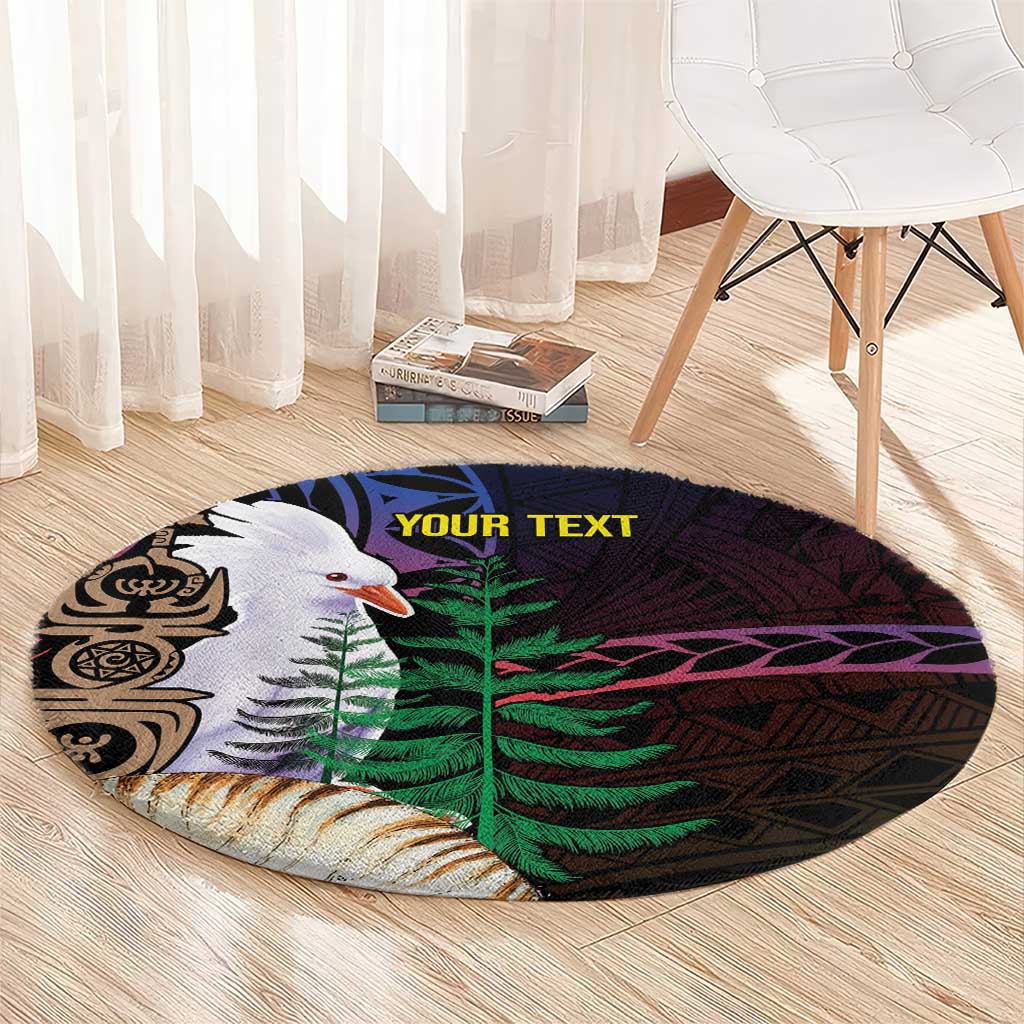 New Caledonia Kanaky Personalized Round Carpet Kagu Bird Emblem - Polynesian Pride