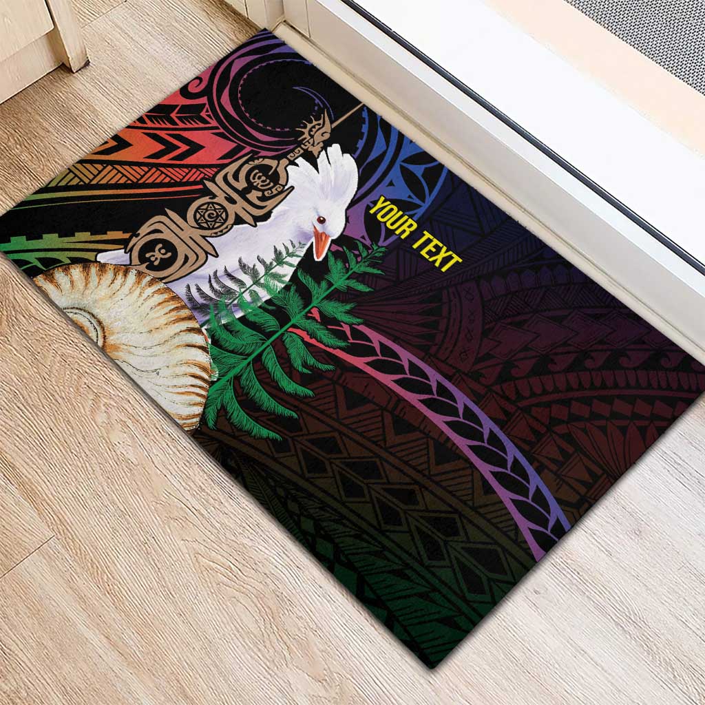 New Caledonia Kanaky Personalized Rubber Doormat Kagu Bird Emblem - Polynesian Pride