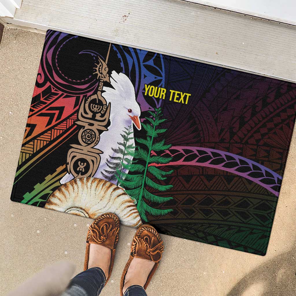 New Caledonia Kanaky Personalized Rubber Doormat Kagu Bird Emblem - Polynesian Pride