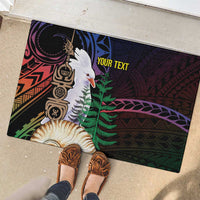 New Caledonia Kanaky Personalized Rubber Doormat Kagu Bird Emblem - Polynesian Pride