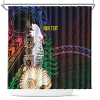 New Caledonia Kanaky Personalized Shower Curtain Kagu Bird Emblem - Polynesian Pride