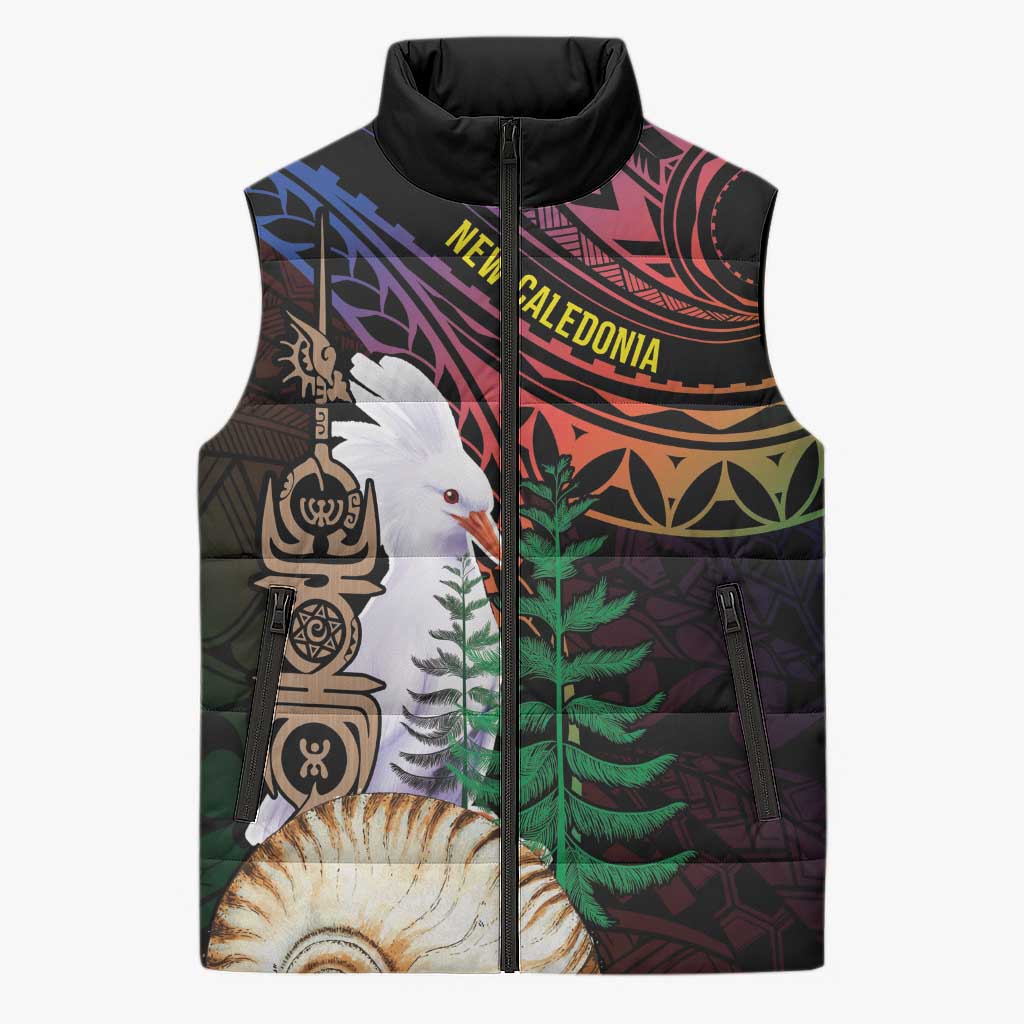 New Caledonia Kanaky Personalized Sleeveless Puffer Jacket Kagu Bird Emblem - Polynesian Pride