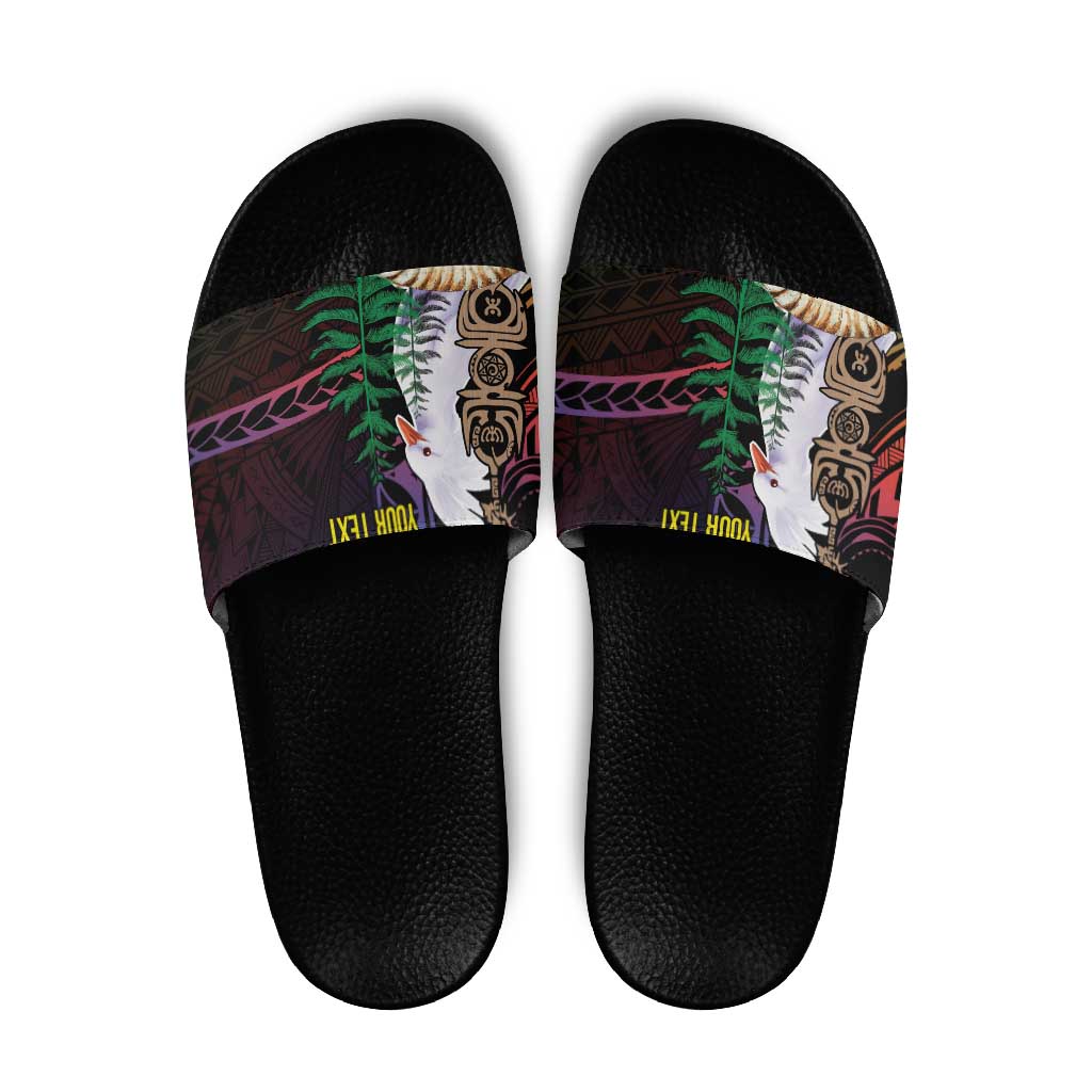 New Caledonia Kanaky Personalized Slide Sandals Kagu Bird Emblem - Polynesian Pride