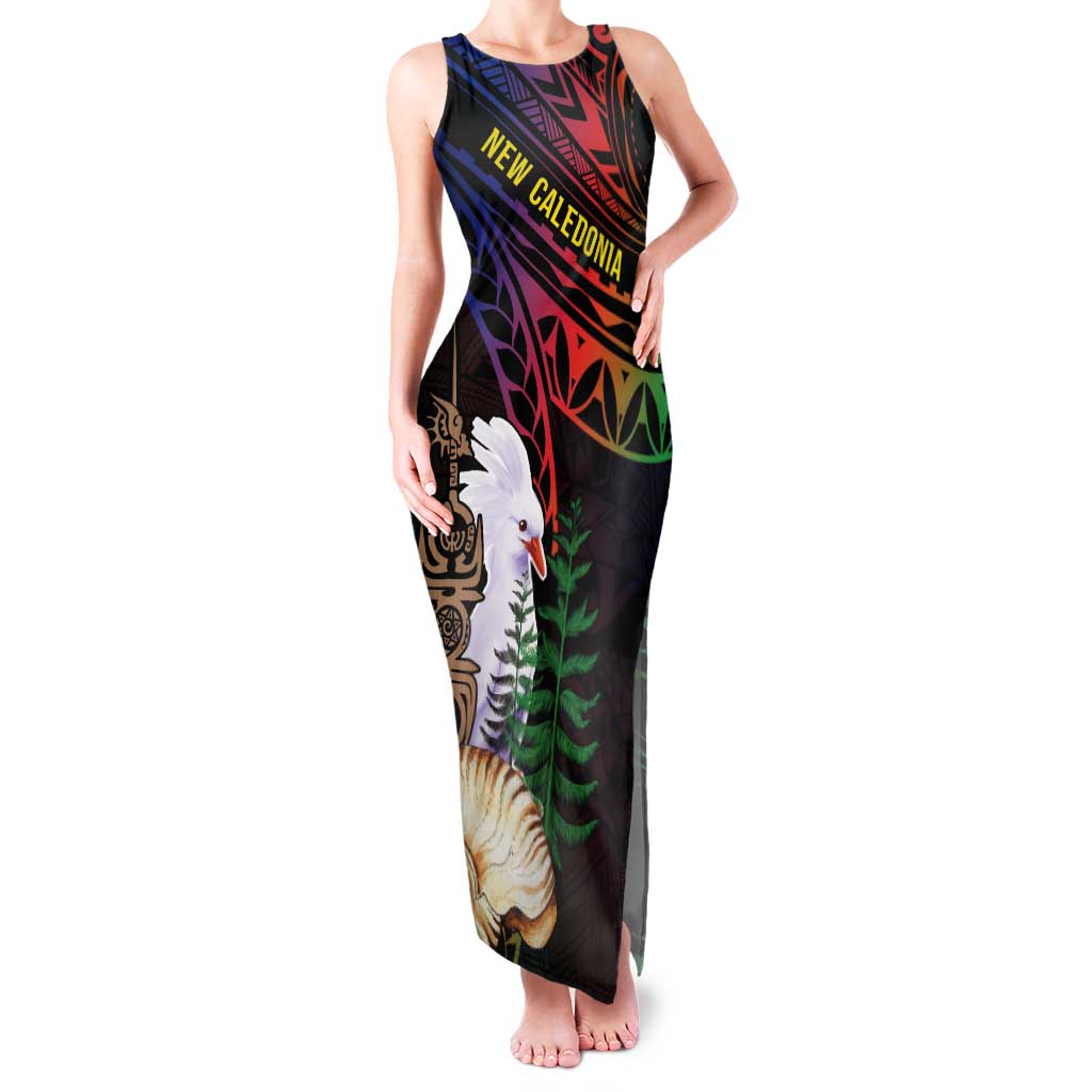 New Caledonia Kanaky Personalized Tank Maxi Dress Kagu Bird Emblem - Polynesian Pride