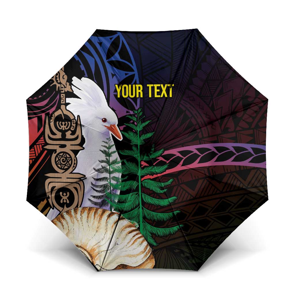 New Caledonia Kanaky Personalized Umbrella Kagu Bird Emblem - Polynesian Pride