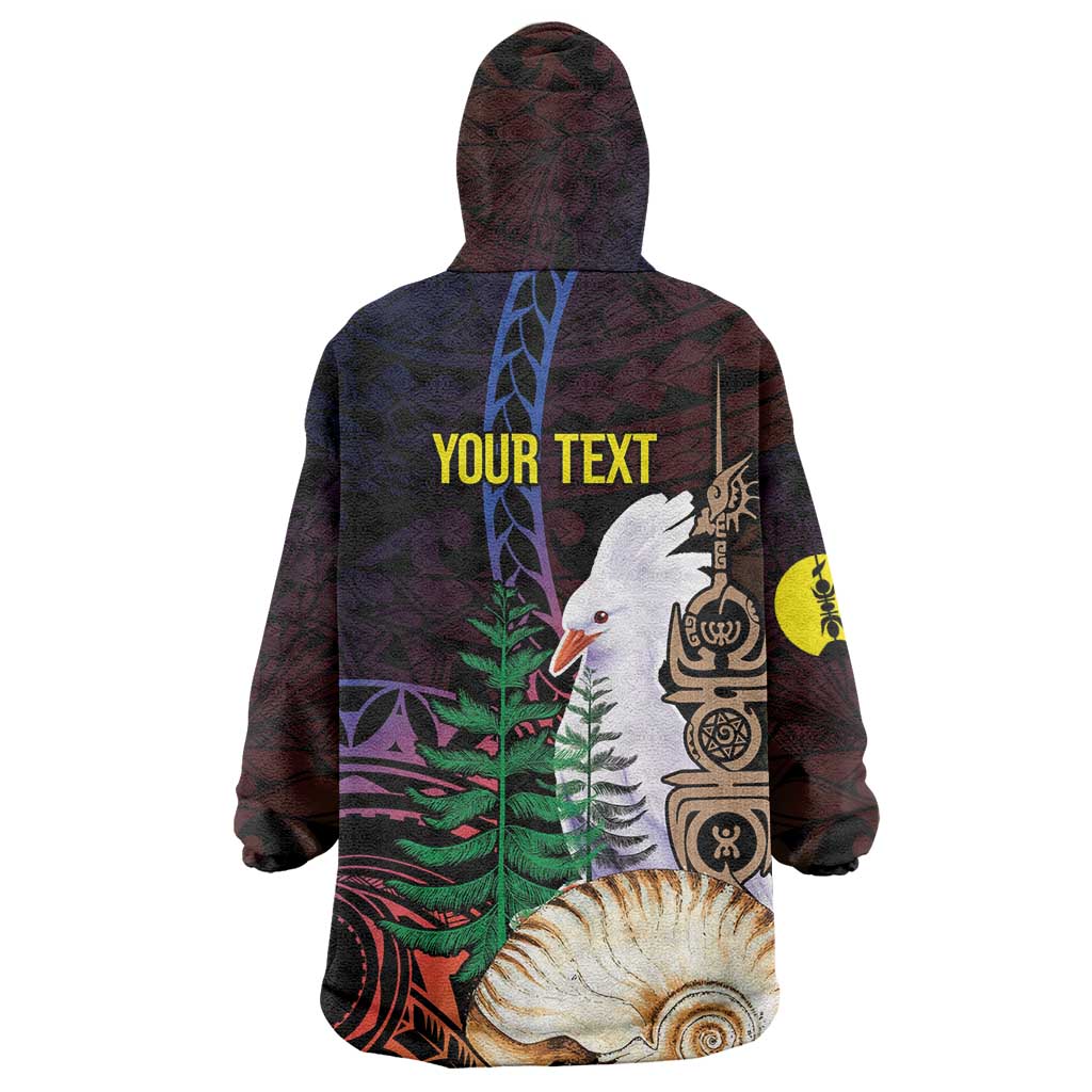 New Caledonia Kanaky Personalized Wearable Blanket Hoodie Kagu Bird Emblem - Polynesian Pride
