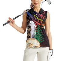 New Caledonia Kanaky Personalized Women Sleeveless Polo Shirt Kagu Bird Emblem - Polynesian Pride