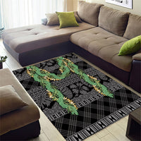 Hawai'i Paniolo Maile Twisted Lei Area Rug Obsidian Black LT7 - Polynesian Pride