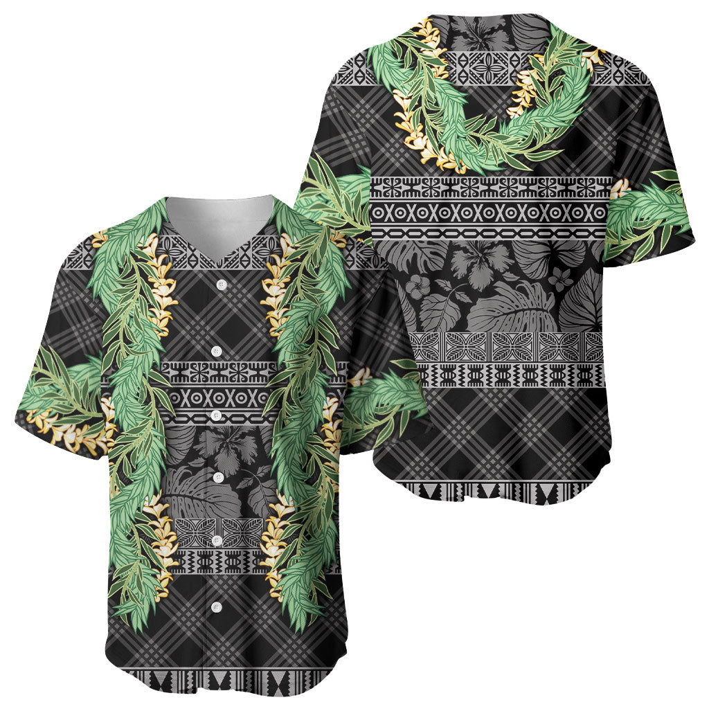 Hawai'i Paniolo Maile Twisted Lei Baseball Jersey Obsidian Black LT7 - Polynesian Pride