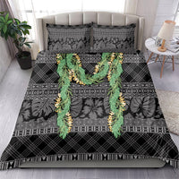 Hawai'i Paniolo Maile Twisted Lei Bedding Set Obsidian Black LT7 - Polynesian Pride