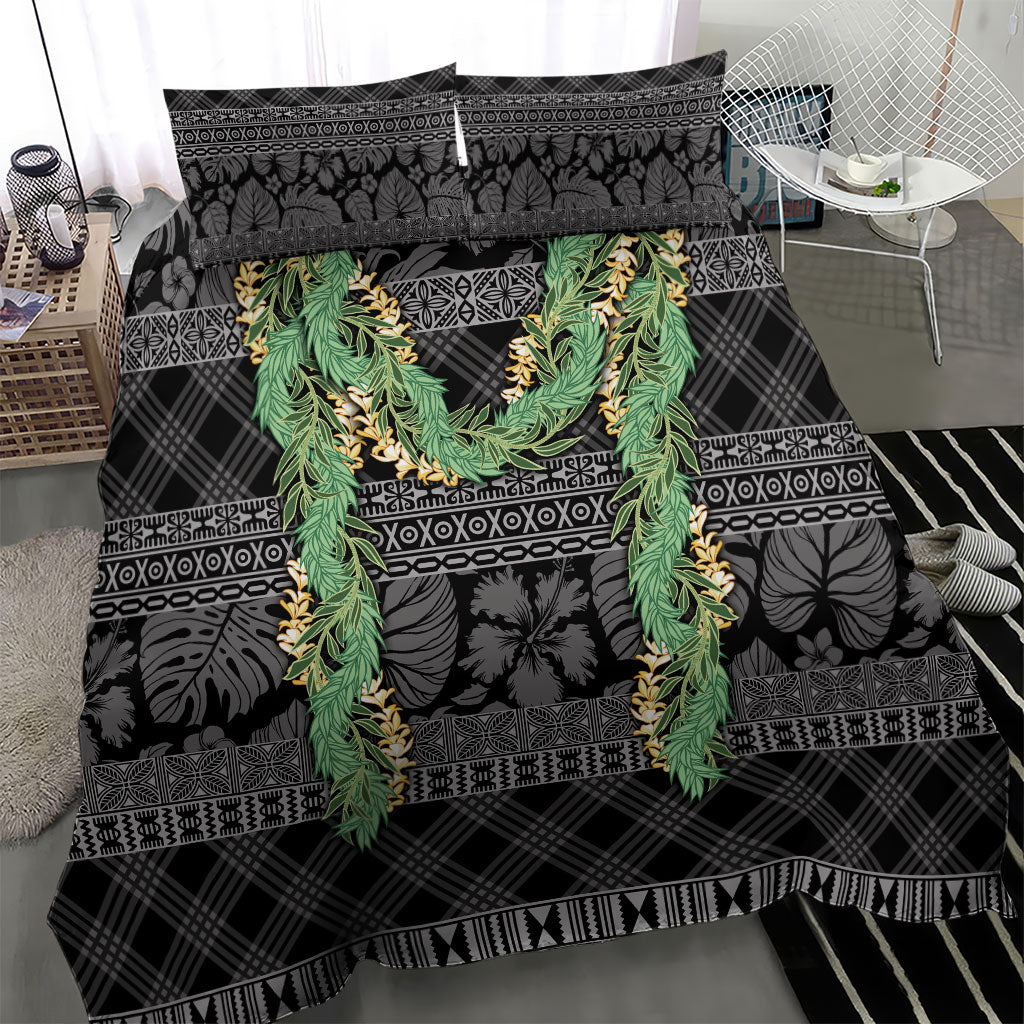 Hawai'i Paniolo Maile Twisted Lei Bedding Set Obsidian Black LT7 - Polynesian Pride