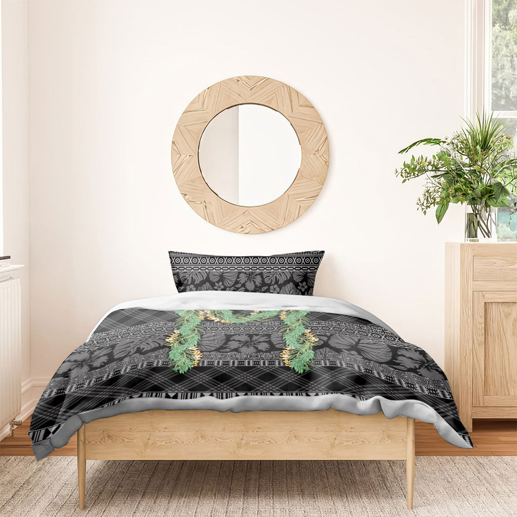 Hawai'i Paniolo Maile Twisted Lei Bedding Set Obsidian Black LT7 - Polynesian Pride
