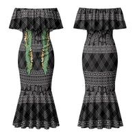 Hawai'i Paniolo Maile Twisted Lei Couples Matching Mermaid Dress and Hawaiian Shirt Obsidian Black LT7 - Polynesian Pride