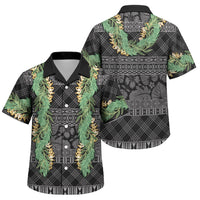 Hawai'i Paniolo Maile Twisted Lei Family Matching Mermaid Dress and Hawaiian Shirt Obsidian Black LT7 Son's Shirt Black - Polynesian Pride