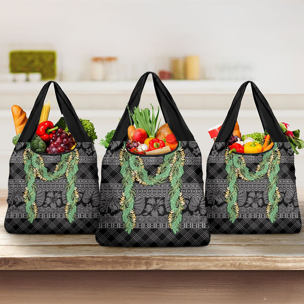 Hawai'i Paniolo Maile Twisted Lei Grocery Bag Obsidian Black LT7 3-pack One Size Black - Polynesian Pride