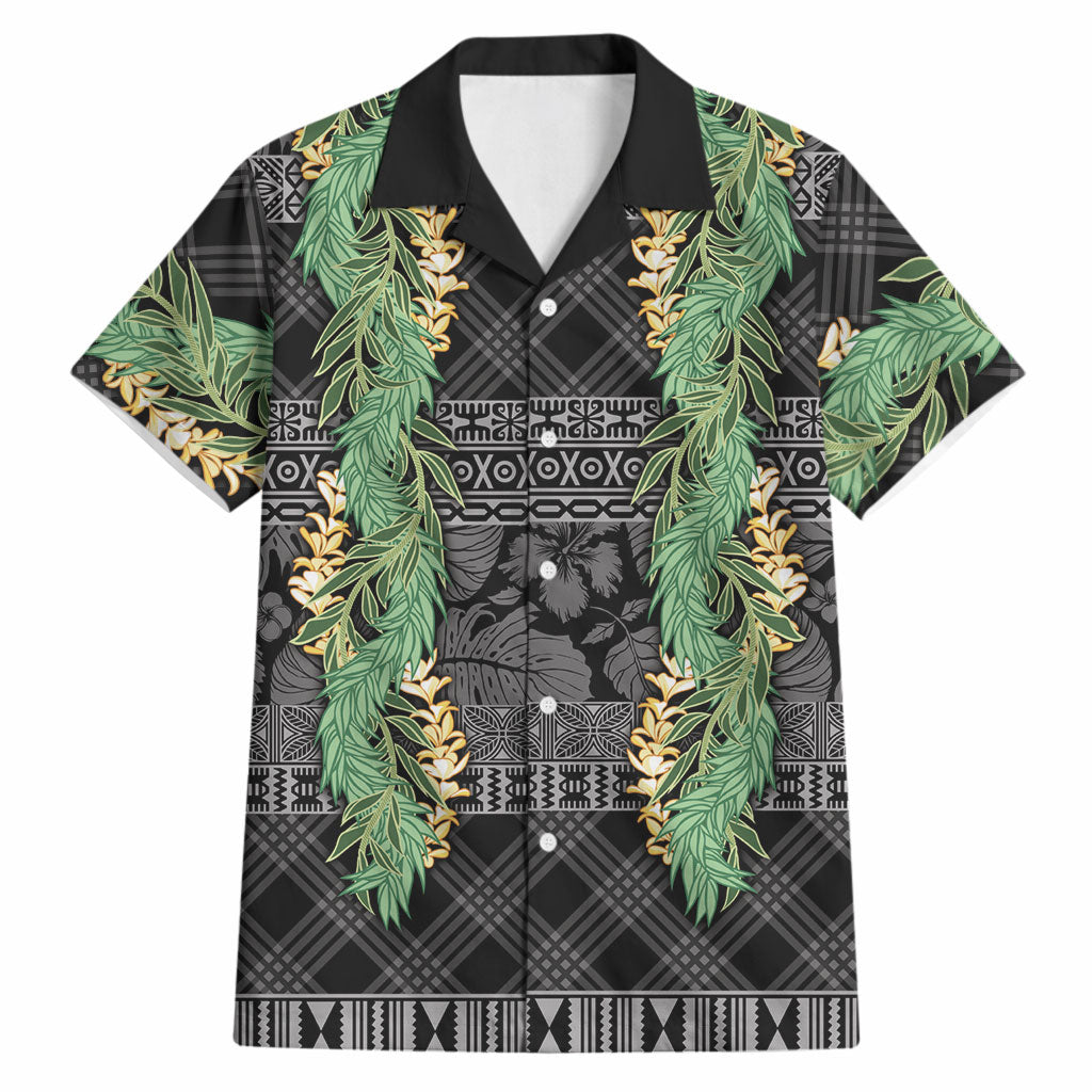 Hawai'i Paniolo Maile Twisted Lei Hawaiian Shirt Obsidian Black LT7 Black - Polynesian Pride