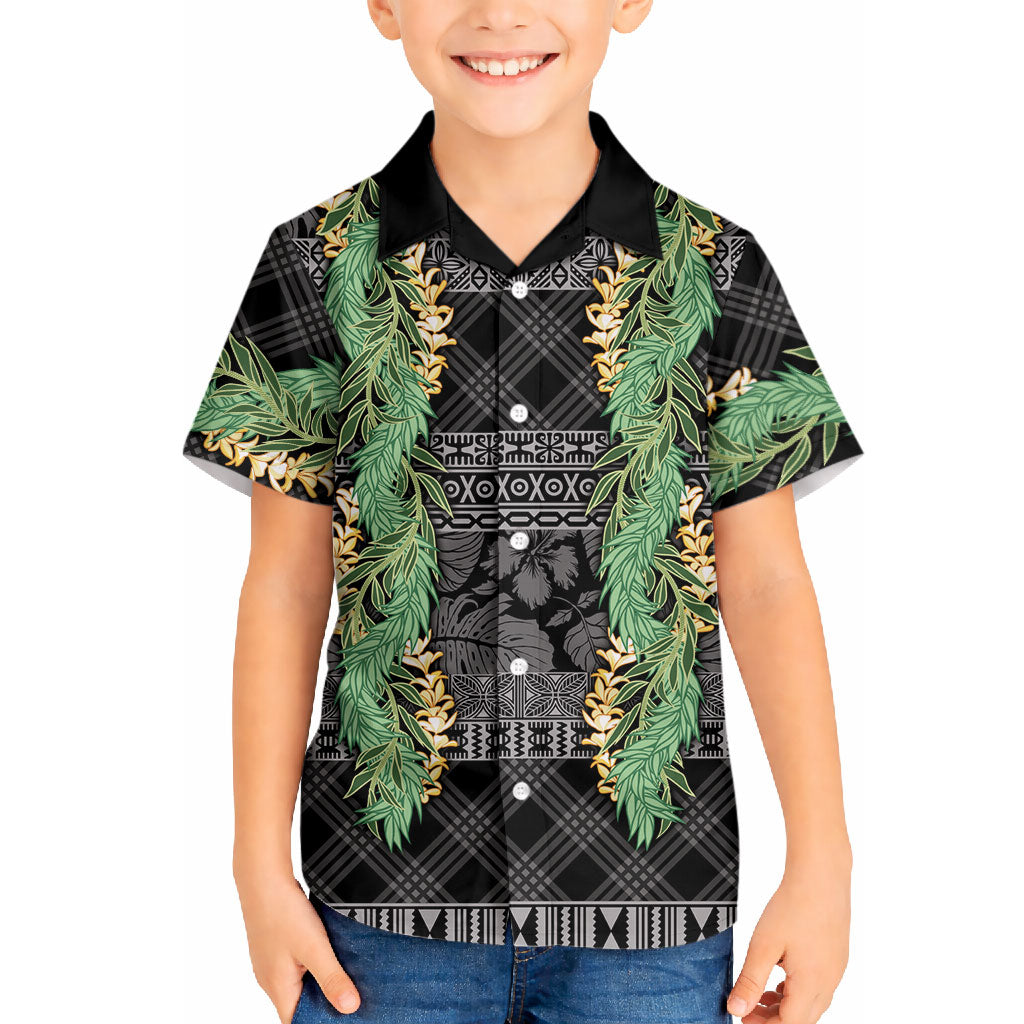 Hawai'i Paniolo Maile Twisted Lei Hawaiian Shirt Obsidian Black LT7 - Polynesian Pride
