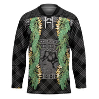Hawai'i Paniolo Maile Twisted Lei Hockey Jersey Obsidian Black LT7 Unisex Black - Polynesian Pride