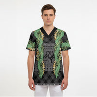 Hawai'i Paniolo Maile Twisted Lei Scrub Top Obsidian Black LT7 - Polynesian Pride