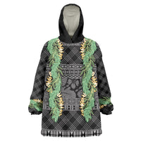 Hawai'i Paniolo Maile Twisted Lei Wearable Blanket Hoodie Obsidian Black LT7 One Size Black - Polynesian Pride