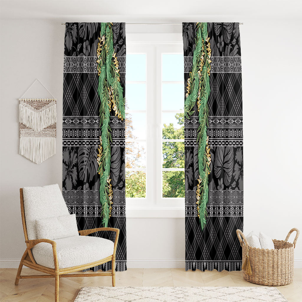 Hawai'i Paniolo Maile Twisted Lei Window Curtain Obsidian Black LT7 - Polynesian Pride