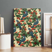 New Zealand Christmas Canvas Wall Art Romantic Tui Birds on Pohutukawa - Ivory - Polynesian Pride
