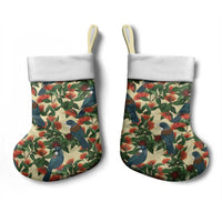 New Zealand Christmas Stocking Romantic Tui Birds on Pohutukawa - Ivory - Polynesian Pride