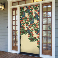 New Zealand Christmas Door Cover Romantic Tui Birds on Pohutukawa - Ivory - Polynesian Pride