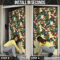 New Zealand Christmas Door Cover Romantic Tui Birds on Pohutukawa - Ivory - Polynesian Pride