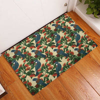 New Zealand Christmas Rubber Doormat Romantic Tui Birds on Pohutukawa - Ivory - Polynesian Pride