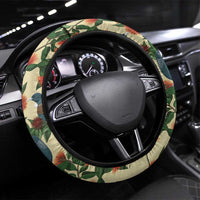New Zealand Christmas Steering Wheel Cover Romantic Tui Birds on Pohutukawa - Ivory - Polynesian Pride