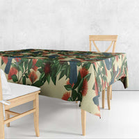 New Zealand Christmas Tablecloth Romantic Tui Birds on Pohutukawa - Ivory - Polynesian Pride