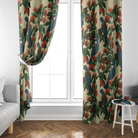 New Zealand Christmas Window Curtain Romantic Tui Birds on Pohutukawa - Ivory - Polynesian Pride