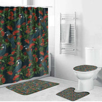 New Zealand Christmas Bathroom Set Romantic Tui Birds on Pohutukawa - Cobalt - Polynesian Pride