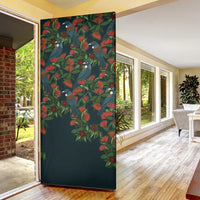 New Zealand Christmas Door Cover Romantic Tui Birds on Pohutukawa - Cobalt - Polynesian Pride